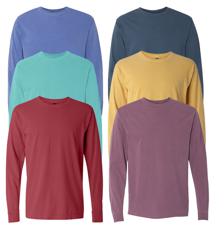 Wholesale Irregular Garment Dyed Adult Long Sleeve T-Shirts